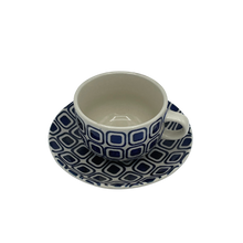 Load image into Gallery viewer, Ceramic Coffee &amp; Tea Cup with Blue Squares
