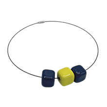 Load image into Gallery viewer, Ceramic &quot;Cubes&quot; Necklace - Blue/Yellow - Blue/Orange - by Manufaktura Factory Bolesławiec
