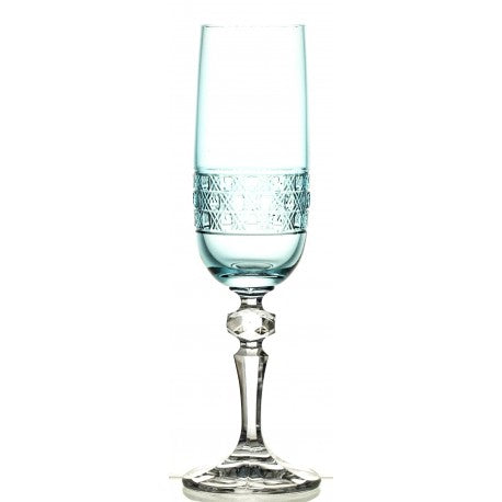 6 Crystal Champagne Flutes (Light Blue) - Coloré Collection