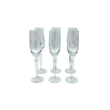 Load image into Gallery viewer, 6 Crystal Champagne Flutes - &quot;Patches&quot; Collection Champagne glasses Julia Crystal Factory 
