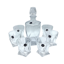 Load image into Gallery viewer, Crystal Twisted Carafe with 6 Whiskey Glasses - by Julia Crystal Factory
