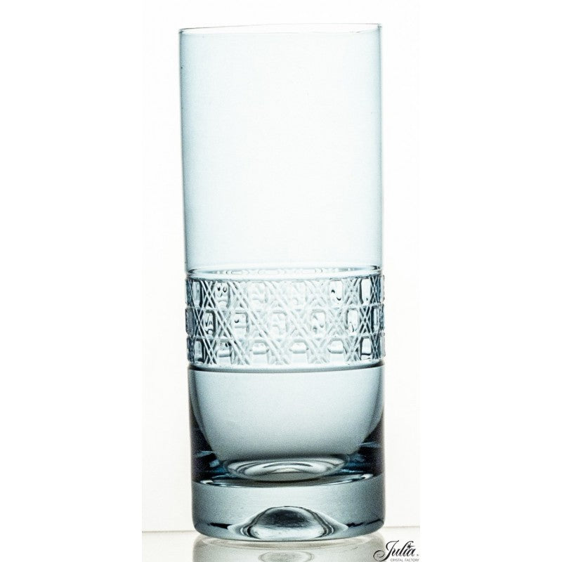 6 Crystal Long Drink Glasses (Light Blue) - Coloré Collection