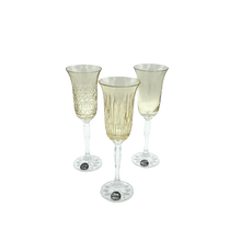 Load image into Gallery viewer, 3 Crystal Champagne Glasses - Veranda Collection - by Julia Crystal Factory
