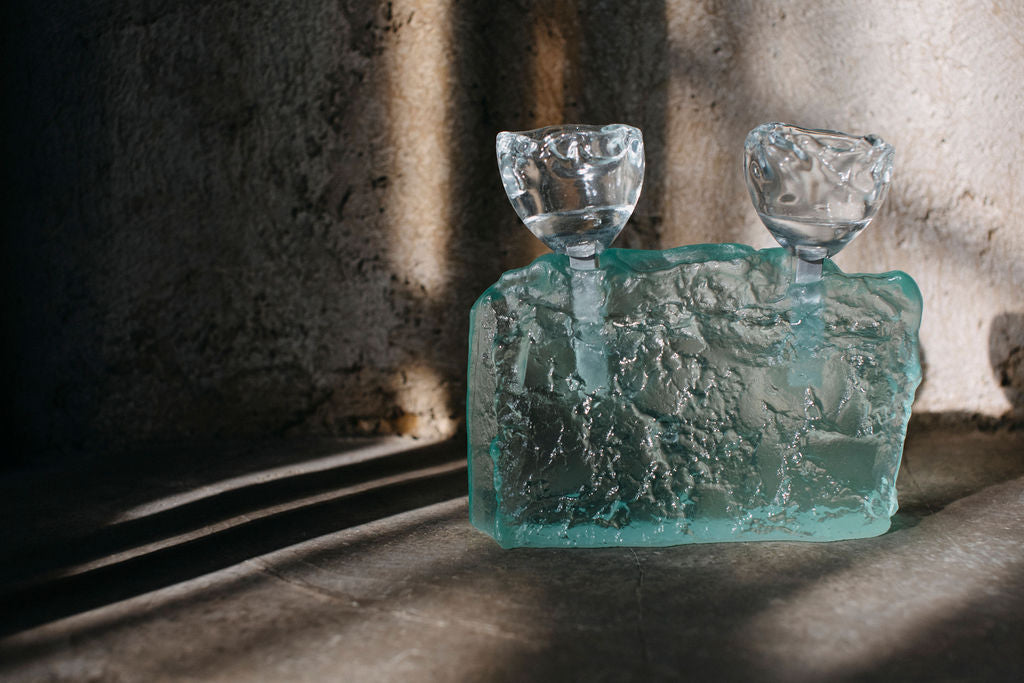Handmade Glass Double Tea-Light Candleholder - by Andrzej Rafalski
