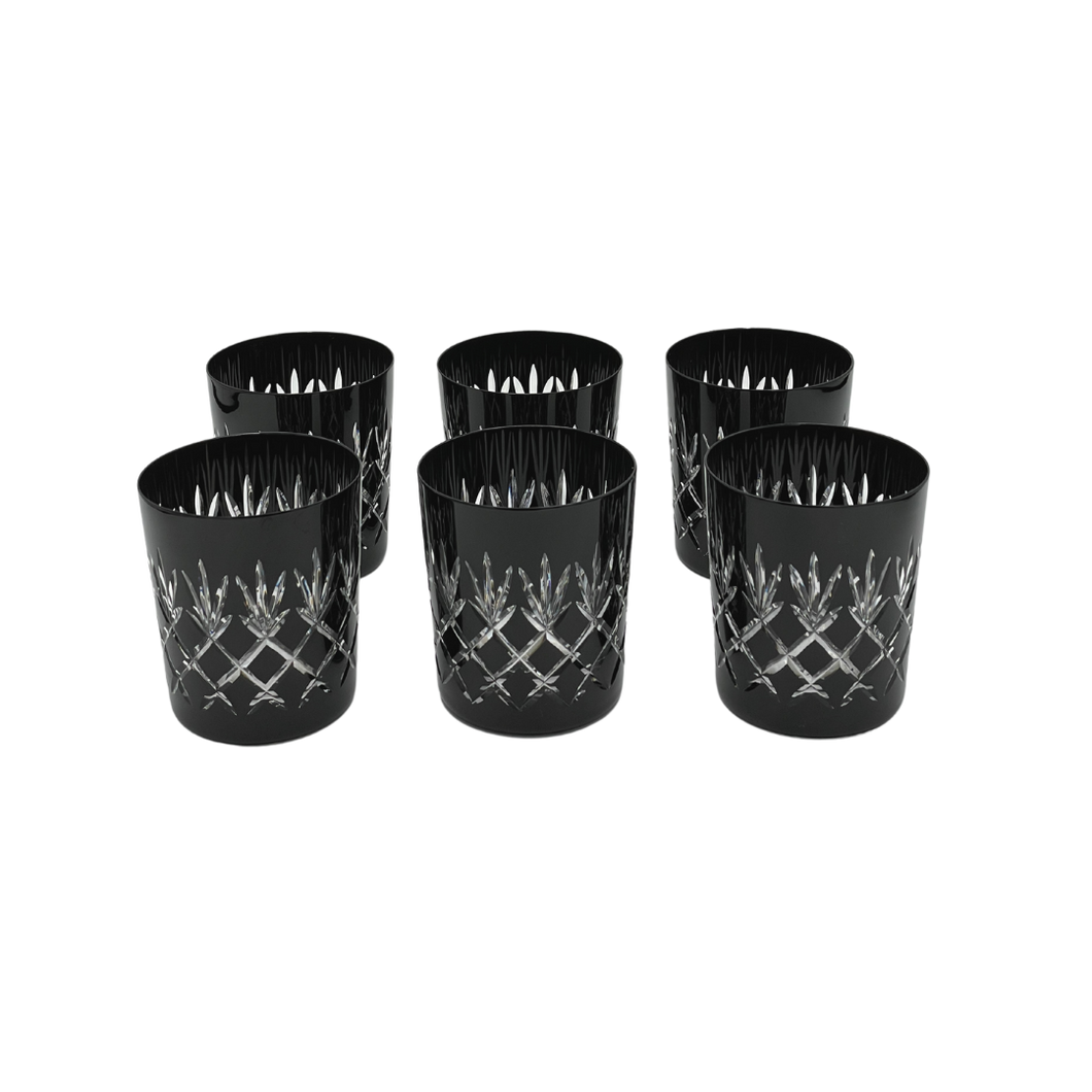 6 Crystal Whiskey Glasses (Black) - Coloré Collection