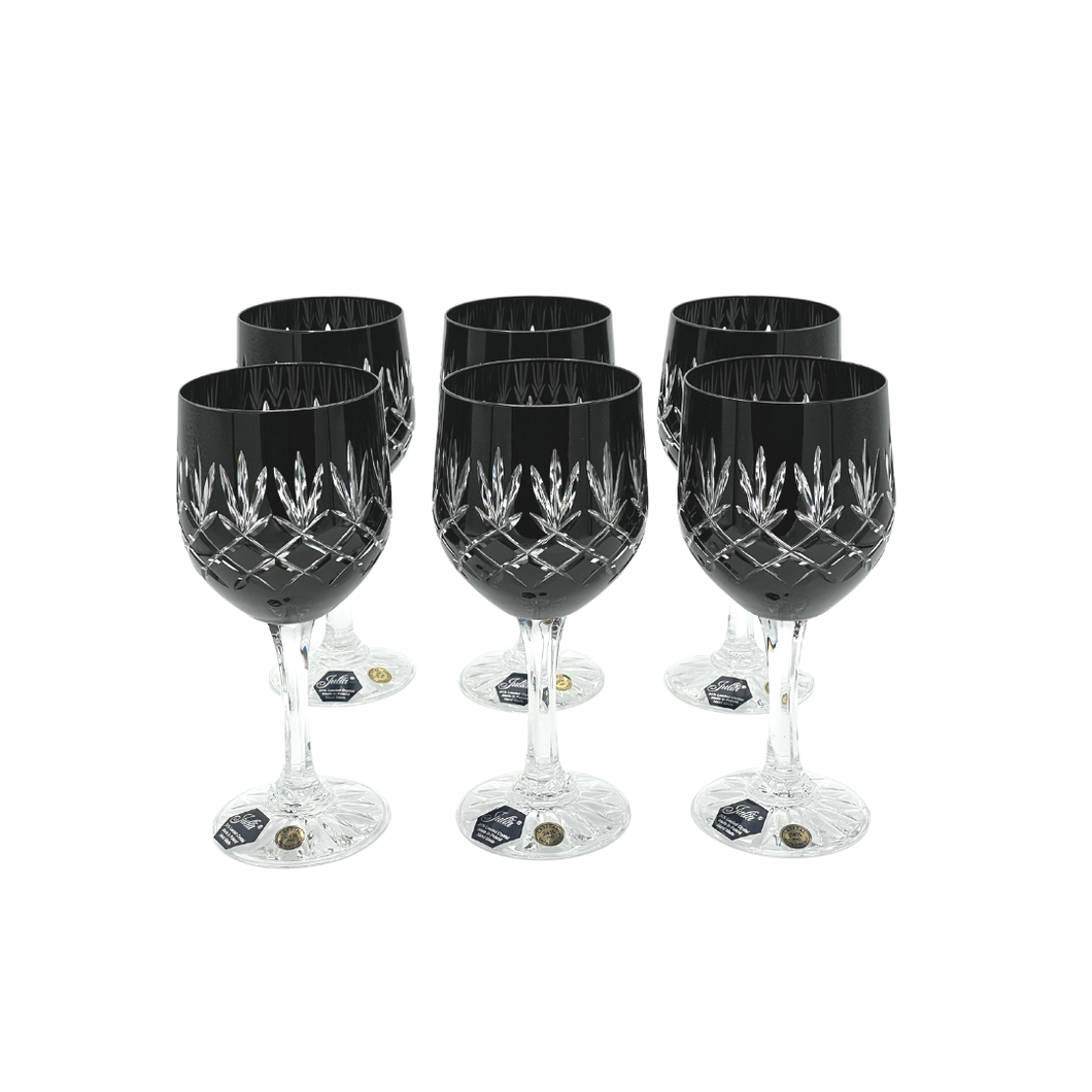 6 Crystal Wine Glasses (Black) - Coloré Collection