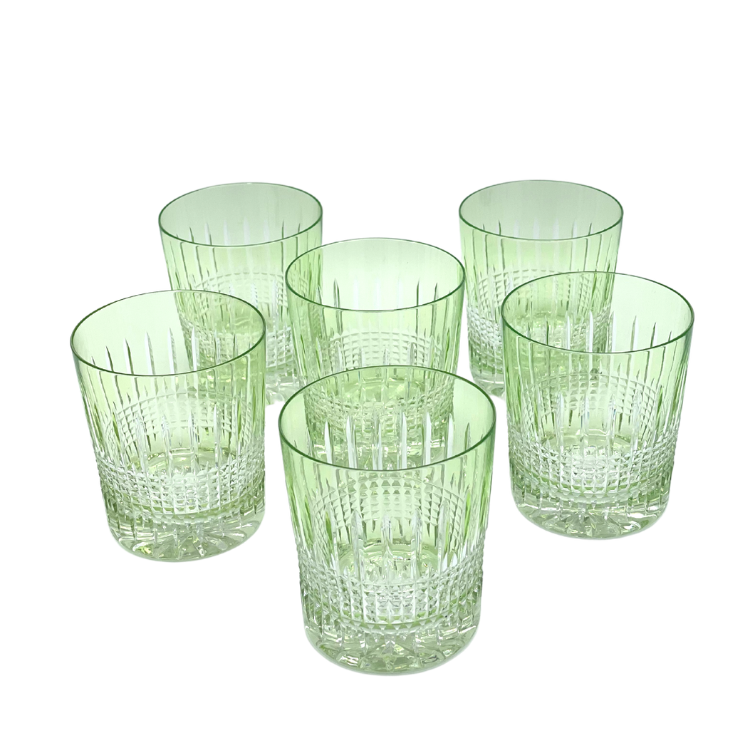 6 Crystal Whiskey Glasses (Green) - Coloré Collection