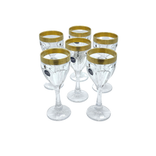 Charger l&#39;image dans la galerie, 6 Crystal Wine Glasses (with Golden Rim)
