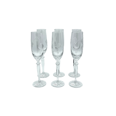 6 Crystal Champagne Flutes - 