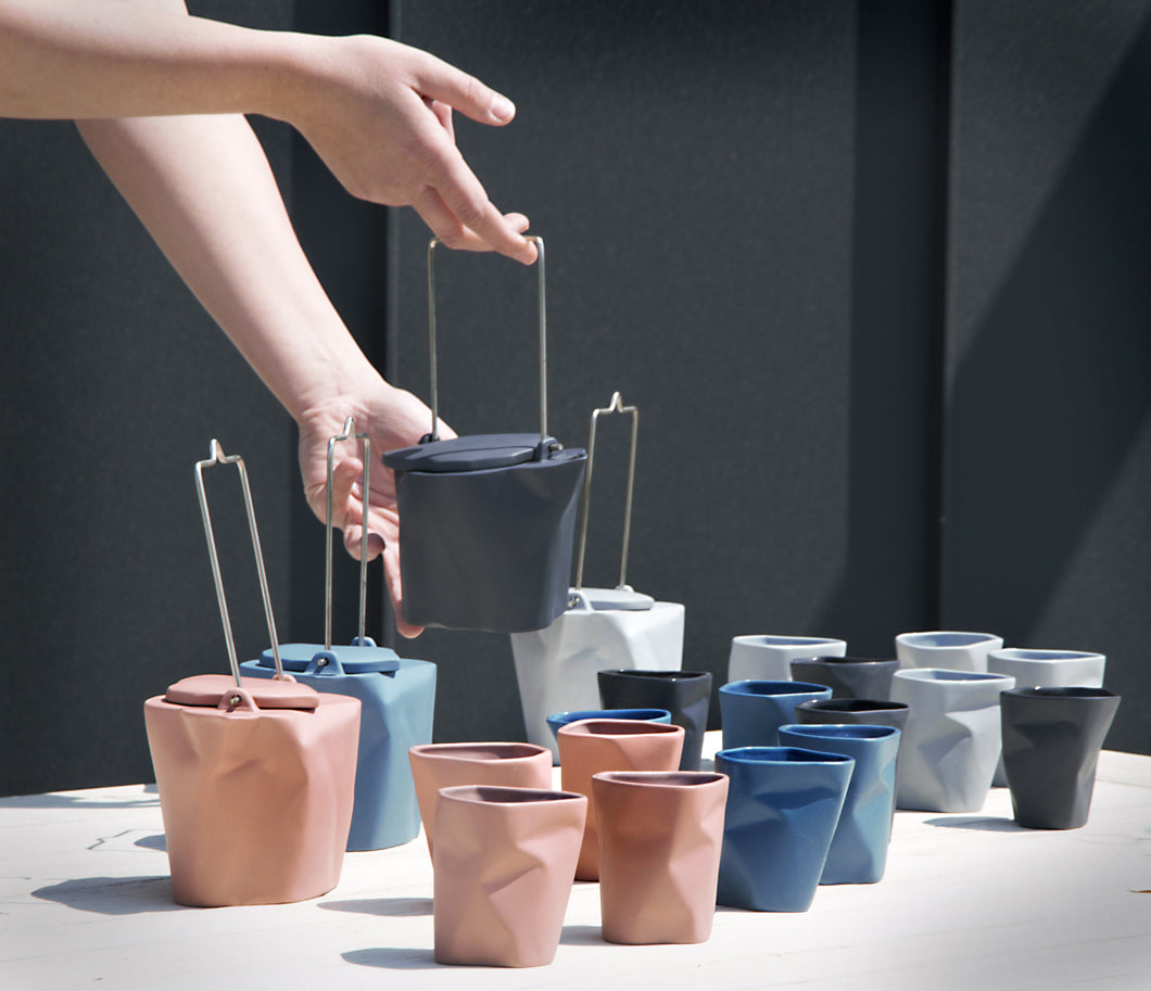 Porcelain Tea Set - Bent Collection by Modus Design - Grey or Graphite Colour
