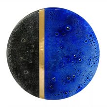 Lade das Bild in den Galerie-Viewer, Art Glass Large Platter - Blue/Black - Blue/Green - Limited Collection - Golden Ratio by Baranska Design

