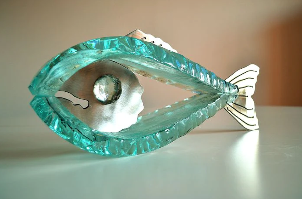 Handmade Glass Fish Sculpture with Metal - 3 Different Sizes - by Andrzej Rafalski