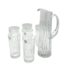 Charger l&#39;image dans la galerie, Crystal Water Carafe with 6 Glasses Set - Metropolis Collection - by Julia Crystal Factory
