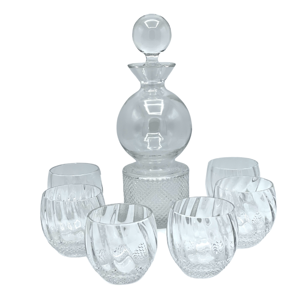 Crystal Whisky Decanter with 6 Glasses Set