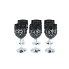 Charger l&#39;image dans la galerie, 6 Crystal Wine Glasses (Black) - Coloré Collection
