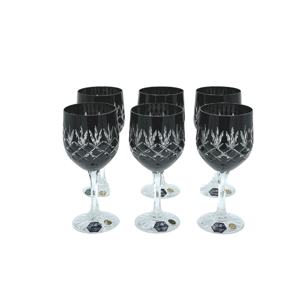 6 Crystal Wine Glasses (Black) - Coloré Collection