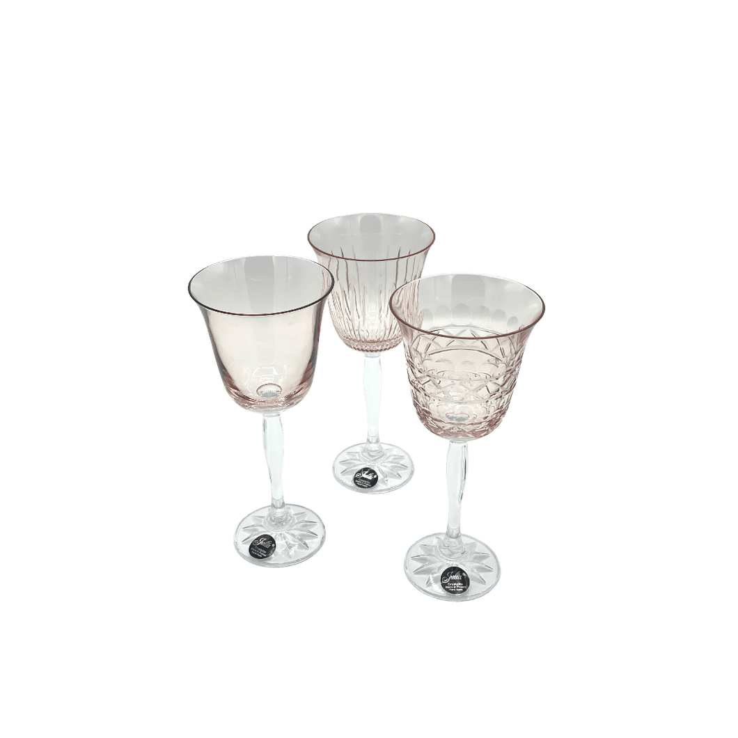 3 Crystal Wine Glasses - Veranda Collection - by Julia Crystal Factory