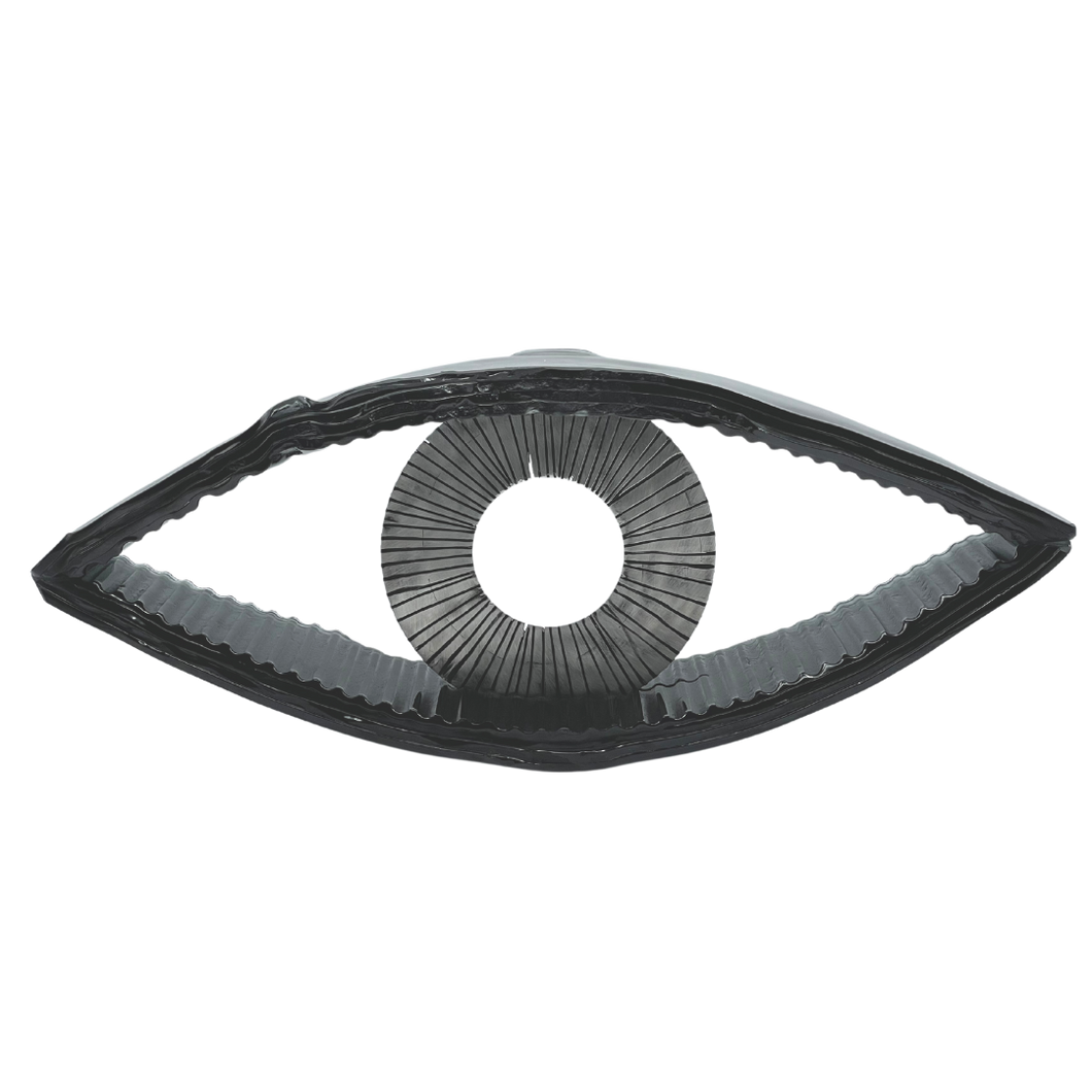 Handmade Black Glass Eye Sculpture with Metal (Medium) - by Andrzej Rafalski