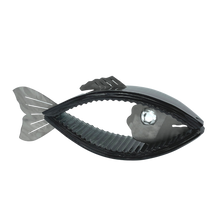 Load image into Gallery viewer, Handmade Black Glass Fish Sculpture with Metal (Medium) - by Andrzej Rafalski
