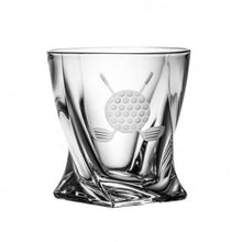 Load image into Gallery viewer, Crystal Twisted Carafe and 6 Whisky Glasses Set - Golfing Motif - by Julia Crystal Factory
